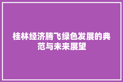 桂林经济腾飞绿色发展的典范与未来展望 桂林经济腾飞绿色发展的典范与未来展望