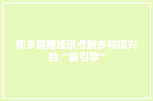 桐乡直播经济点燃乡村振兴的“新引擎” 桐乡直播经济点燃乡村振兴的“新引擎”