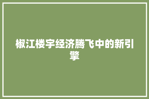椒江楼宇经济腾飞中的新引擎