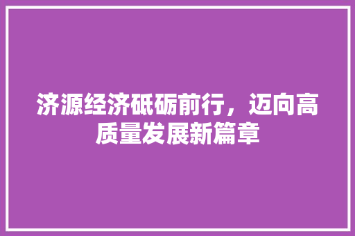 济源经济砥砺前行,迈向高质量发展新篇章 济源经济砥砺前行,迈向高质量发展新篇章