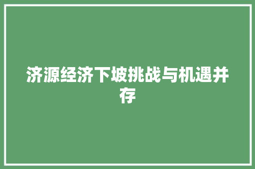 济源经济下坡挑战与机遇并存 济源经济下坡挑战与机遇并存