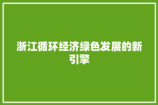 浙江循环经济绿色发展的新引擎 浙江循环经济绿色发展的新引擎