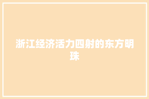 浙江经济活力四射的东方明珠 浙江经济活力四射的东方明珠