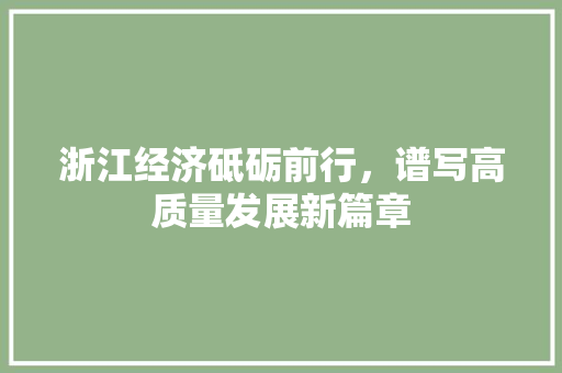 浙江经济砥砺前行,谱写高质量发展新篇章 浙江经济砥砺前行,谱写高质量发展新篇章