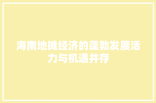 海南地摊经济的蓬勃发展活力与机遇并存 海南地摊经济的蓬勃发展活力与机遇并存