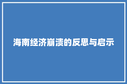 海南经济崩溃的反思与启示