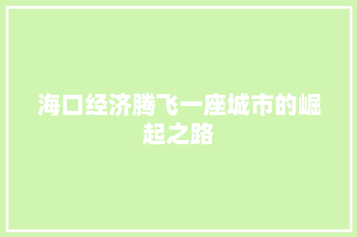 海口经济腾飞一座城市的崛起之路 海口经济腾飞一座城市的崛起之路