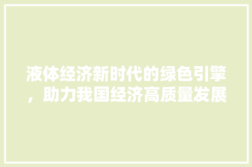 液体经济新时代的绿色引擎,助力我国经济高质量发展 液体经济新时代的绿色引擎,助力我国经济高质量发展