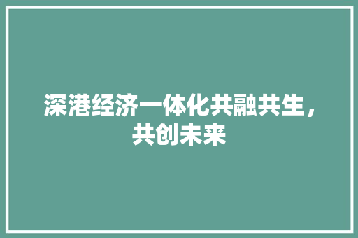 深港经济一体化共融共生,共创未来 深港经济一体化共融共生,共创未来