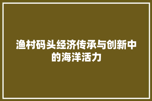 渔村码头经济传承与创新中的海洋活力 渔村码头经济传承与创新中的海洋活力