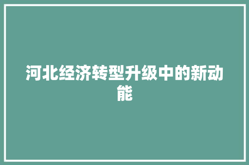 河北经济转型升级中的新动能 河北经济转型升级中的新动能