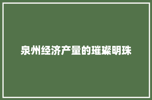 泉州经济产量的璀璨明珠 泉州经济产量的璀璨明珠