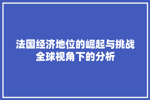 法国经济地位的崛起与挑战全球视角下的分析 法国经济地位的崛起与挑战全球视角下的分析