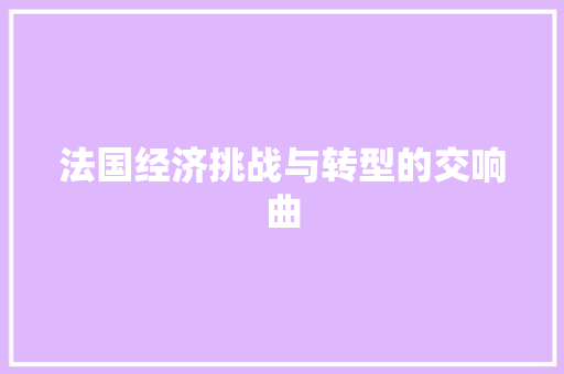 法国经济挑战与转型的交响曲 法国经济挑战与转型的交响曲