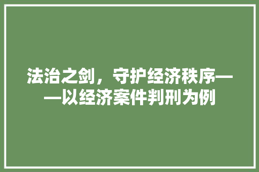 法治之剑,守护经济秩序——以经济案件判刑为例 法治之剑,守护经济秩序——以经济案件判刑为例