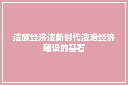 法硕经济法新时代法治经济建设的基石 法硕经济法新时代法治经济建设的基石