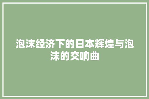 泡沫经济下的日本辉煌与泡沫的交响曲 泡沫经济下的日本辉煌与泡沫的交响曲