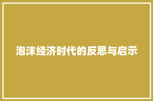 泡沫经济时代的反思与启示 泡沫经济时代的反思与启示