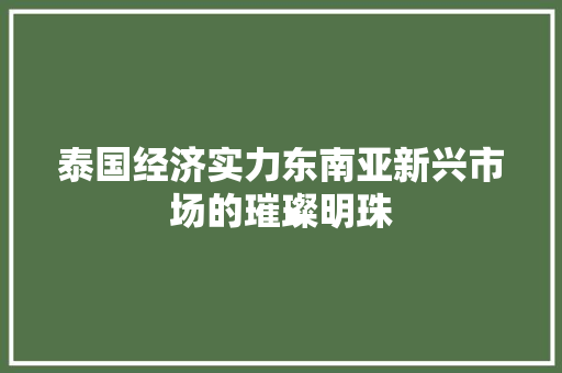 泰国经济实力东南亚新兴市场的璀璨明珠 泰国经济实力东南亚新兴市场的璀璨明珠