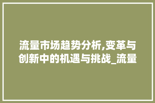 流量市场趋势分析,变革与创新中的机遇与挑战_流量市场趋势分析论文 流量市场趋势分析,变革与创新中的机遇与挑战_流量市场趋势分析论文