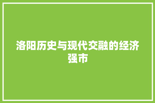 洛阳历史与现代交融的经济强市 洛阳历史与现代交融的经济强市