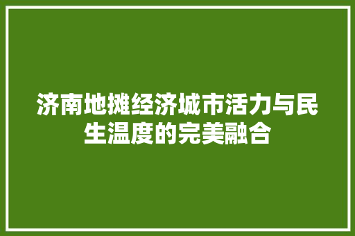 济南地摊经济城市活力与民生温度的完美融合 济南地摊经济城市活力与民生温度的完美融合