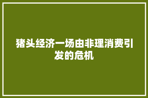猪头经济一场由非理消费引发的危机 猪头经济一场由非理消费引发的危机