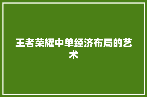 王者荣耀中单经济布局的艺术 王者荣耀中单经济布局的艺术