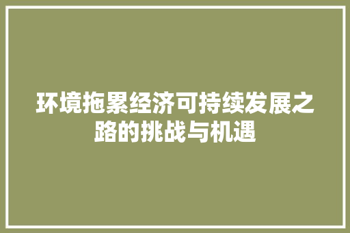 环境拖累经济可持续发展之路的挑战与机遇 环境拖累经济可持续发展之路的挑战与机遇