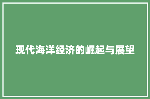 现代海洋经济的崛起与展望 现代海洋经济的崛起与展望
