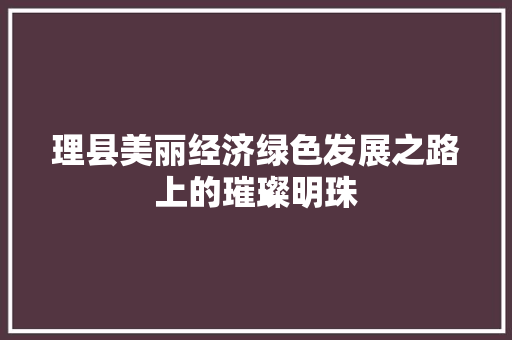 理县美丽经济绿色发展之路上的璀璨明珠 理县美丽经济绿色发展之路上的璀璨明珠