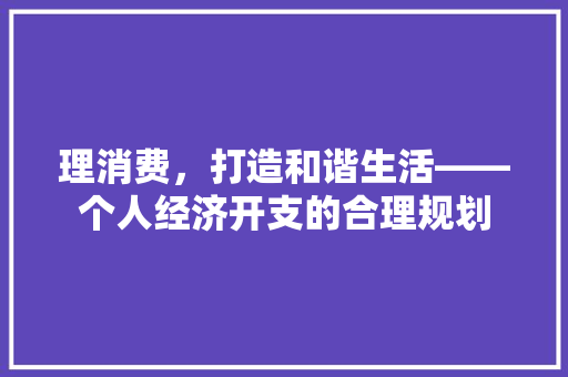 理消费,打造和谐生活——个人经济开支的合理规划 理消费,打造和谐生活——个人经济开支的合理规划