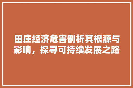 田庄经济危害剖析其根源与影响,探寻可持续发展之路 田庄经济危害剖析其根源与影响,探寻可持续发展之路