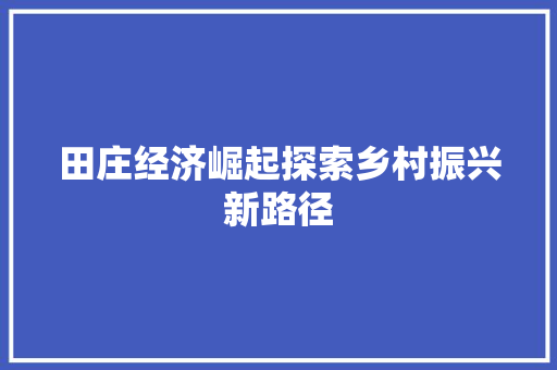 田庄经济崛起探索乡村振兴新路径 田庄经济崛起探索乡村振兴新路径