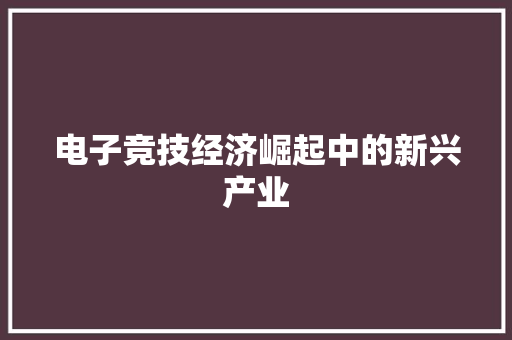 电子竞技经济崛起中的新兴产业 电子竞技经济崛起中的新兴产业