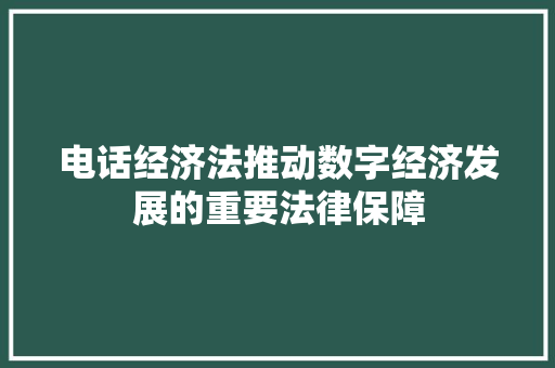 电话经济法推动数字经济发展的重要法律保障 电话经济法推动数字经济发展的重要法律保障
