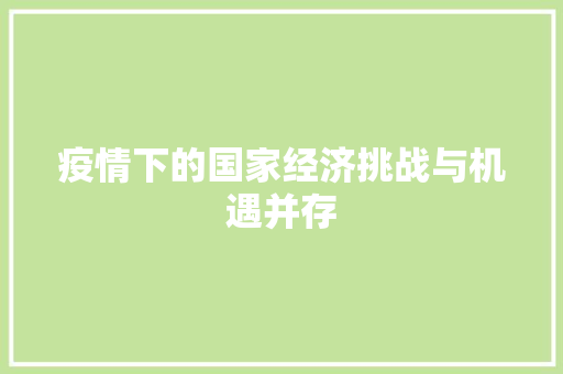 疫情下的国家经济挑战与机遇并存 疫情下的国家经济挑战与机遇并存