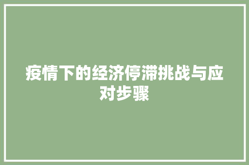 疫情下的经济停滞挑战与应对步骤