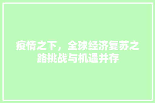 疫情之下,全球经济复苏之路挑战与机遇并存 疫情之下,全球经济复苏之路挑战与机遇并存