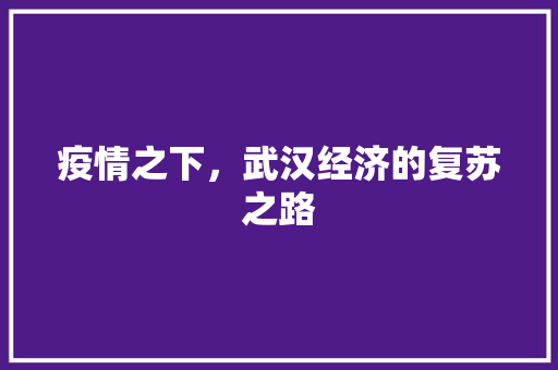 疫情之下,武汉经济的复苏之路 疫情之下,武汉经济的复苏之路