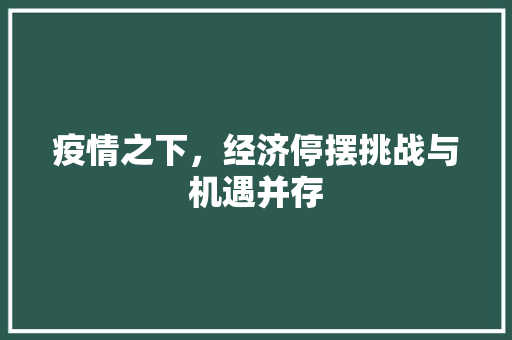 疫情之下,经济停摆挑战与机遇并存 疫情之下,经济停摆挑战与机遇并存