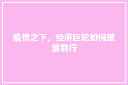 疫情之下,经济巨轮如何破浪前行 疫情之下,经济巨轮如何破浪前行