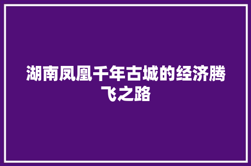 湖南凤凰千年古城的经济腾飞之路 湖南凤凰千年古城的经济腾飞之路