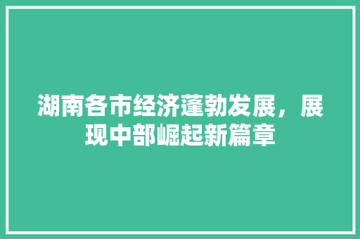 湖南各市经济蓬勃发展,展现中部崛起新篇章 湖南各市经济蓬勃发展,展现中部崛起新篇章