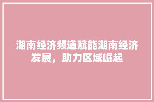 湖南经济频道赋能湖南经济发展,助力区域崛起 湖南经济频道赋能湖南经济发展,助力区域崛起