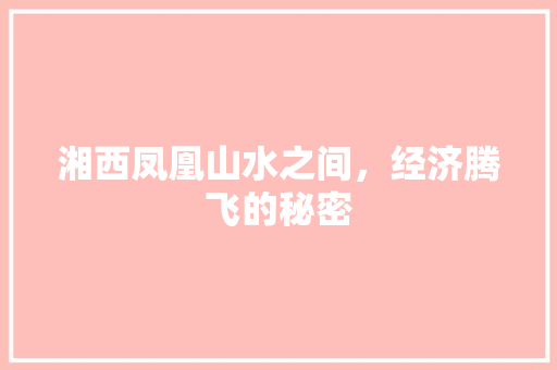 湘西凤凰山水之间,经济腾飞的秘密 湘西凤凰山水之间,经济腾飞的秘密