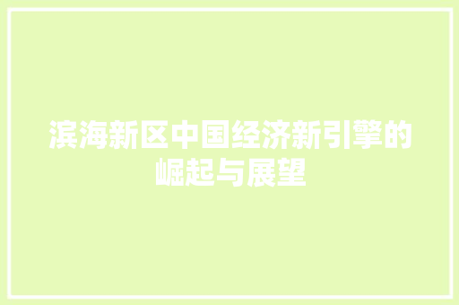 滨海新区中国经济新引擎的崛起与展望 滨海新区中国经济新引擎的崛起与展望