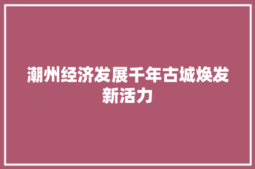 潮州经济发展千年古城焕发新活力 潮州经济发展千年古城焕发新活力