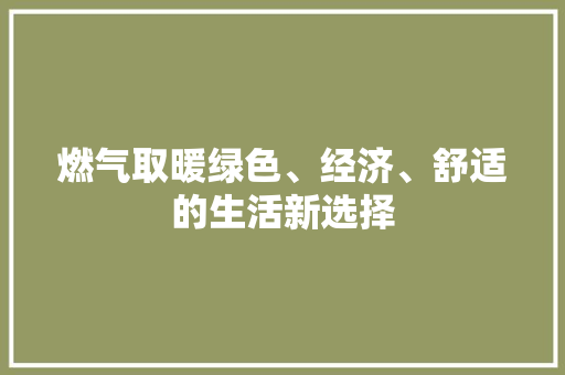 燃气取暖绿色、经济、舒适的生活新选择 燃气取暖绿色、经济、舒适的生活新选择
