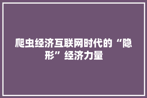 爬虫经济互联网时代的“隐形”经济力量